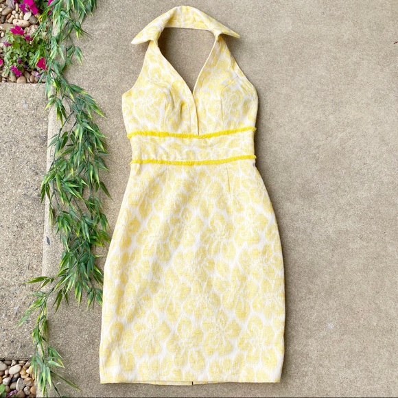 Theia Dresses & Skirts - Theia Floral Embroidered Halter Shift Dress
